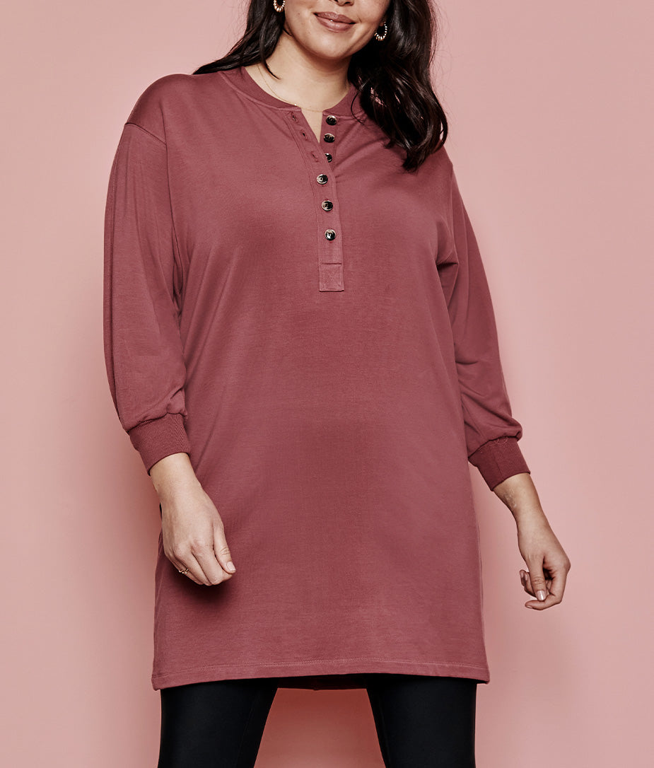 The Softest French Terry Henley Dress - Main