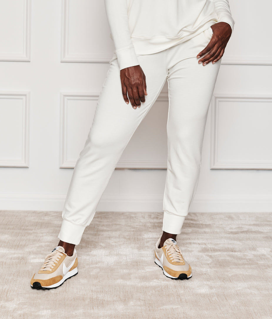 The Softest French Terry Jogger - White Sand