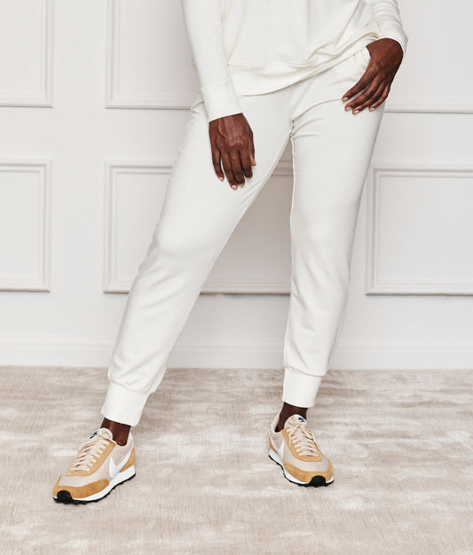 The Softest French Terry Jogger - White Sand