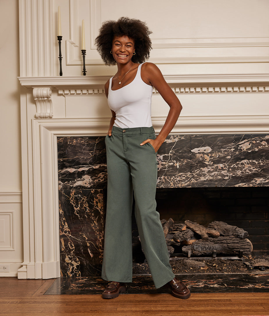 The Easy High-Waisted Flare Pant - Olive