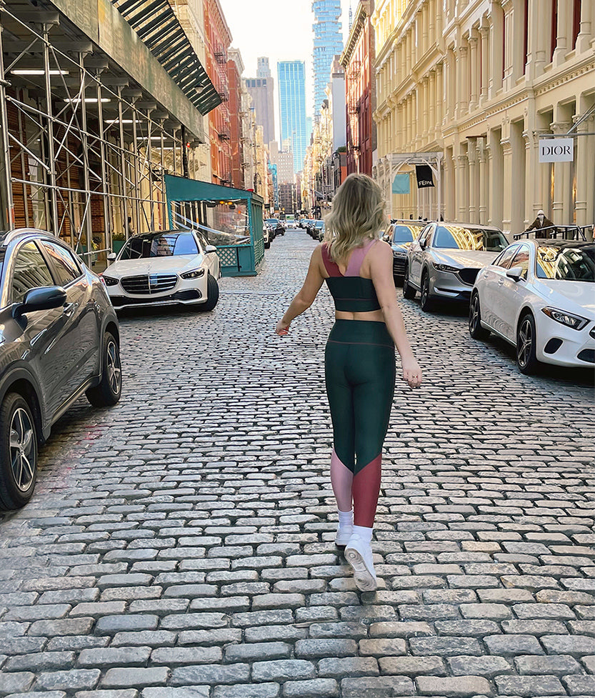 The Colorblock Wide-Strap Sports Bra - Eden & Shell & Rosewood