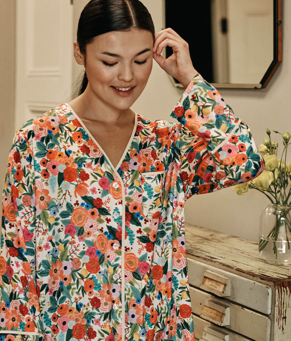 The Cloud 9 Silky Pajama Set - Garden Party