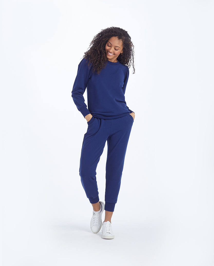 The Softest French Terry Puff Sleeve Pullover - Baltic