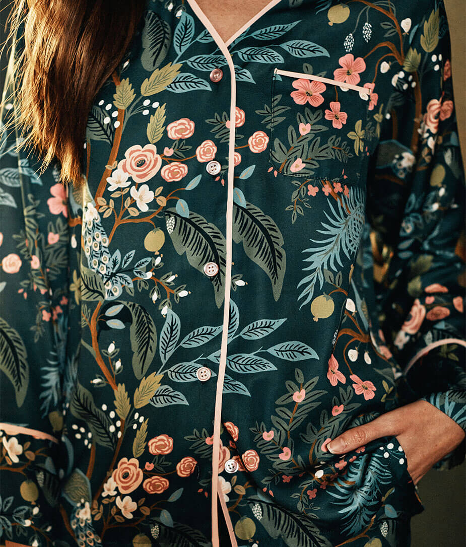 The Cloud 9 Silky Pajama Set - Emerald Peacock