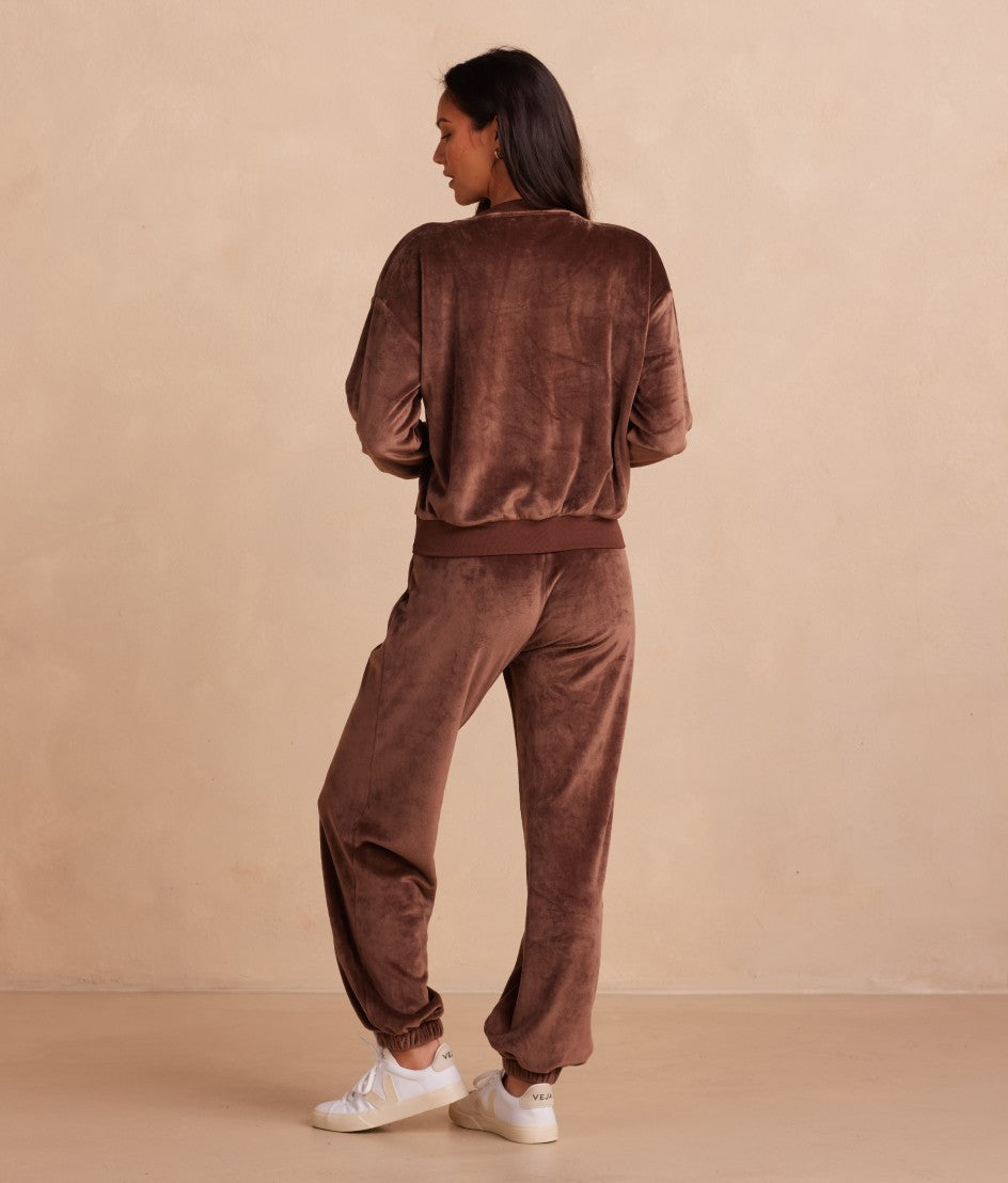 The Plush Velour Jogger - Chocolate