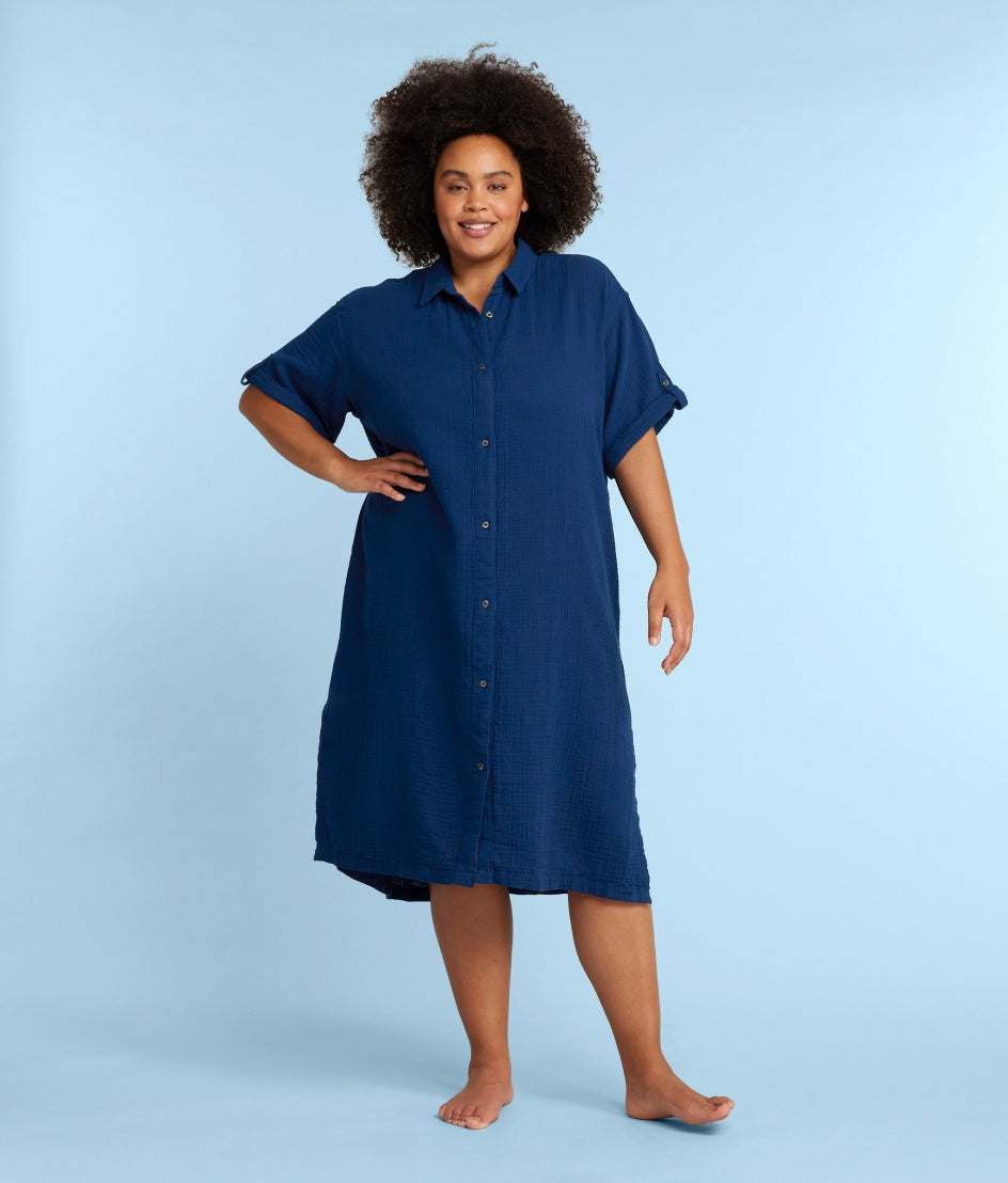 The Cloud Gauze Midi Dress Cover-Up - Deep Sea