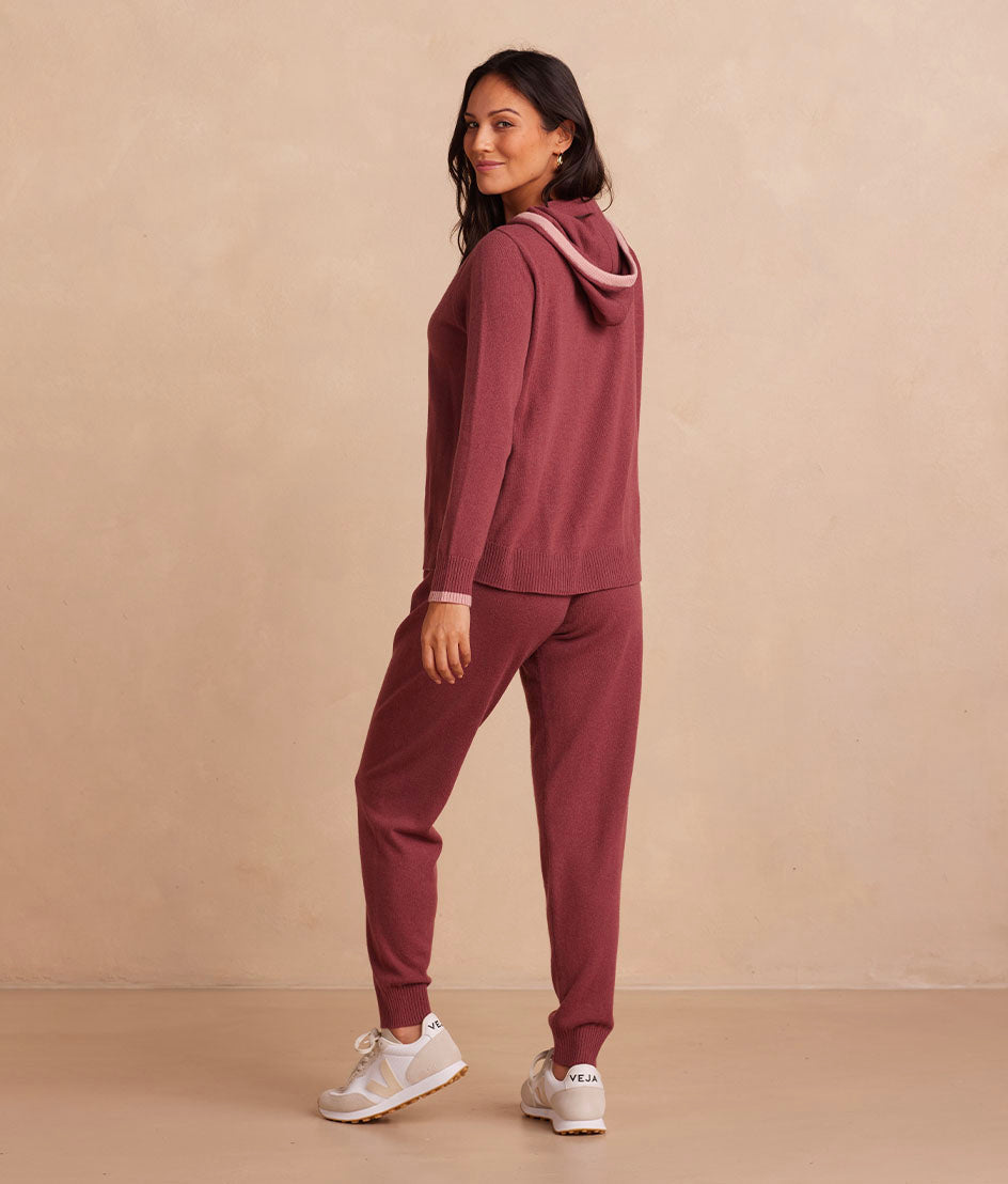 The Coziest Cashmere Blend Jogger - Rosewood & Shell
