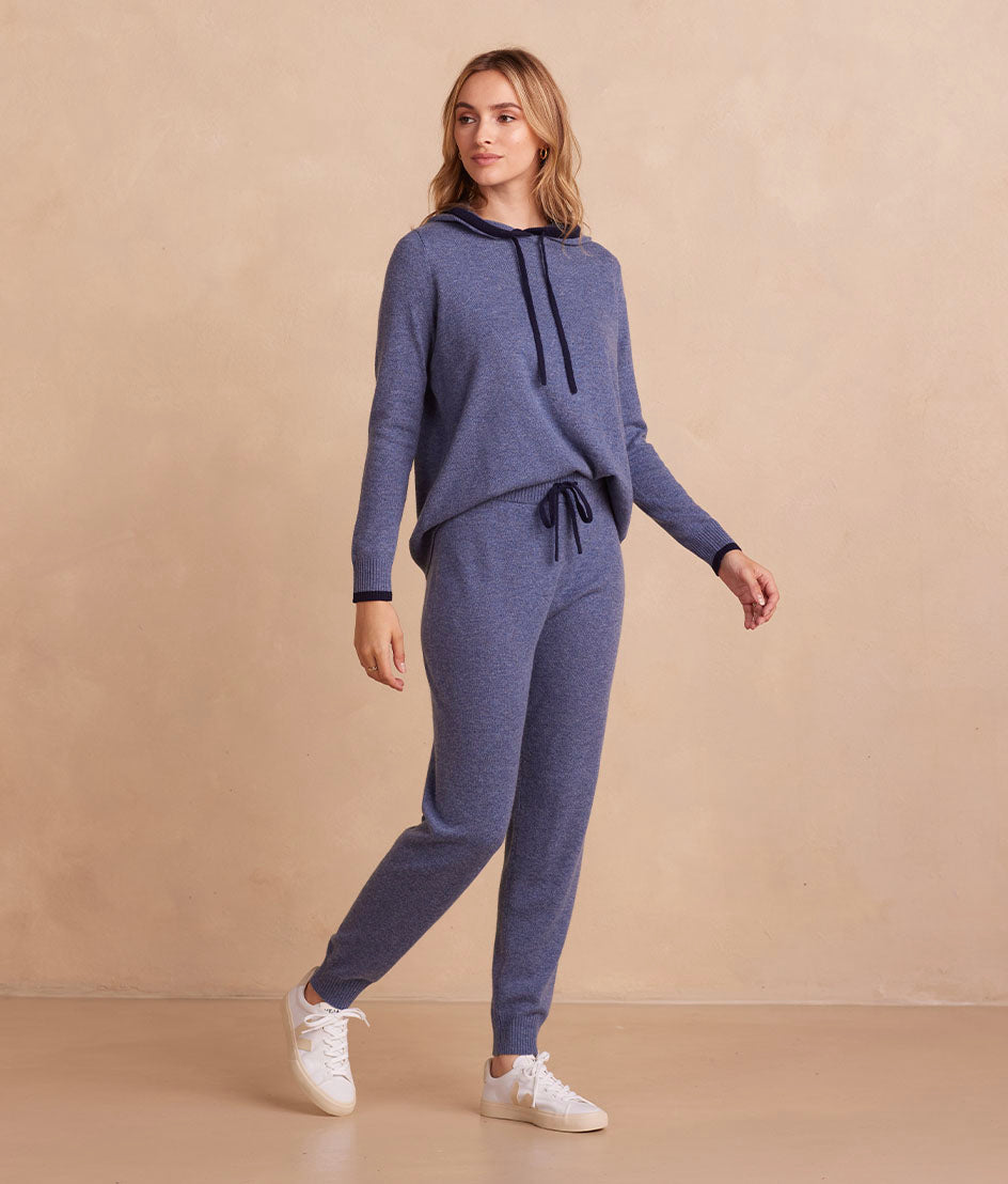 The Coziest Cashmere Blend Jogger - Steel & Midnight