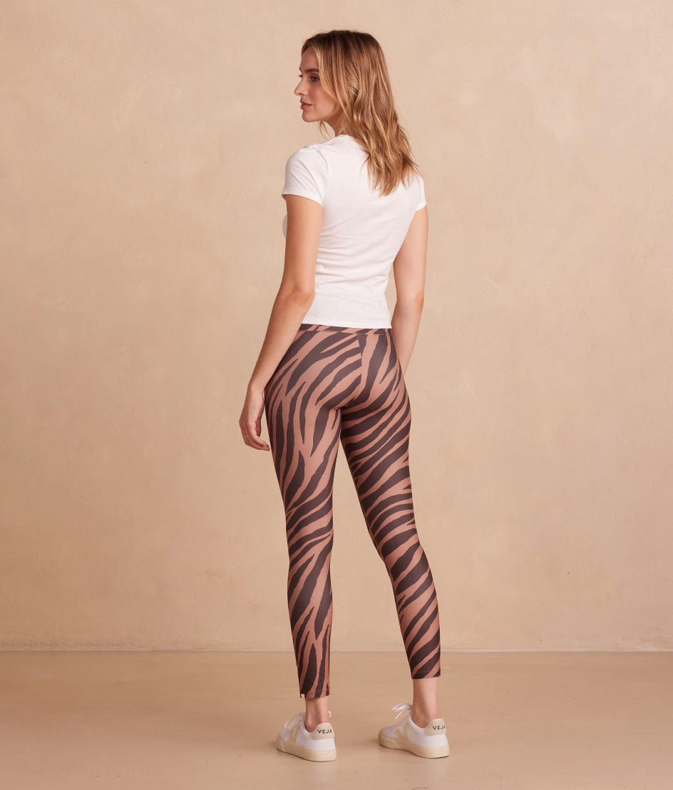 The Do-It-All High Rise 7/8 Leggings - Modern Zebra in Toffee & Sea Urchin