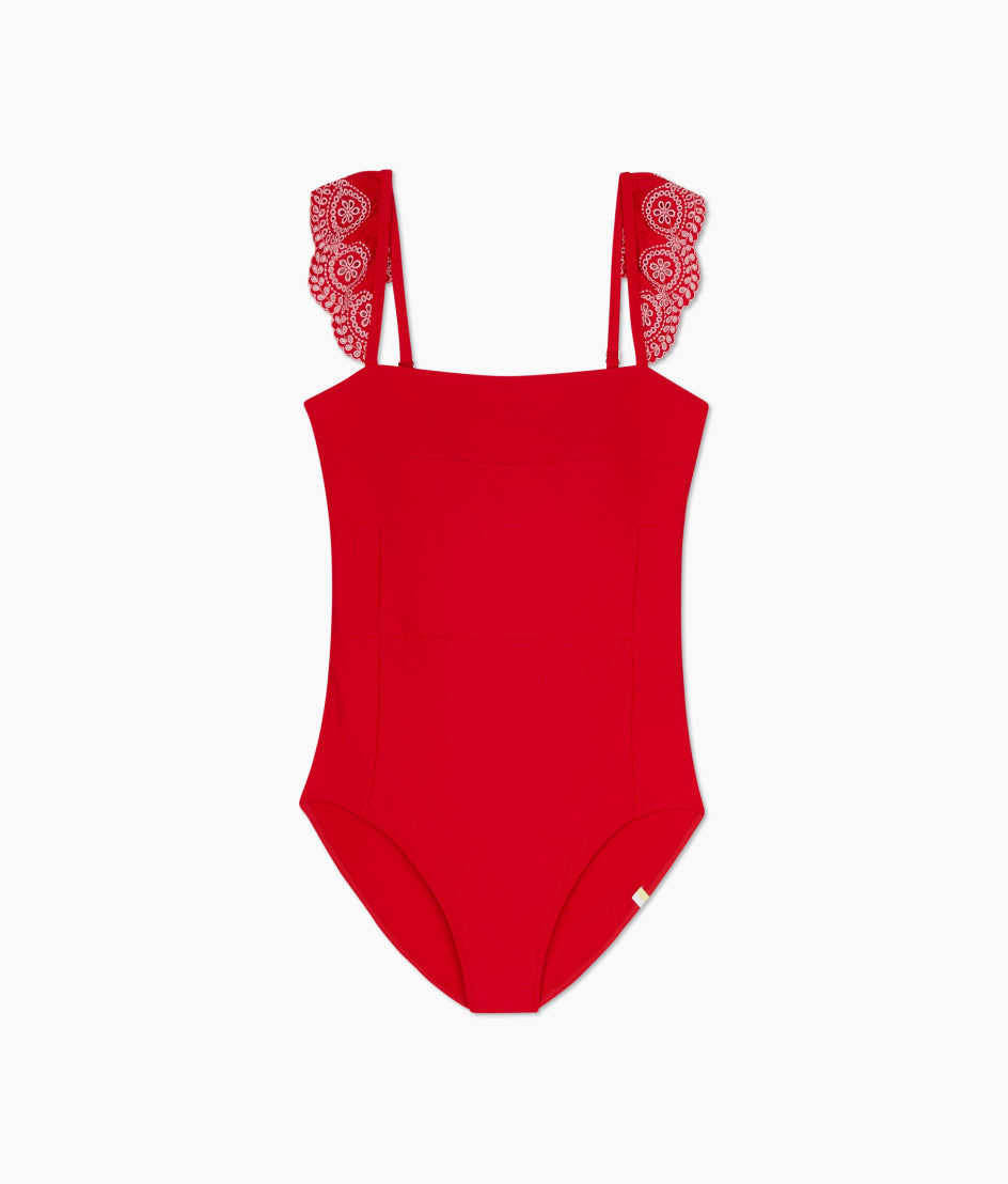 The Eyelet Ruffle Oasis - Lava
