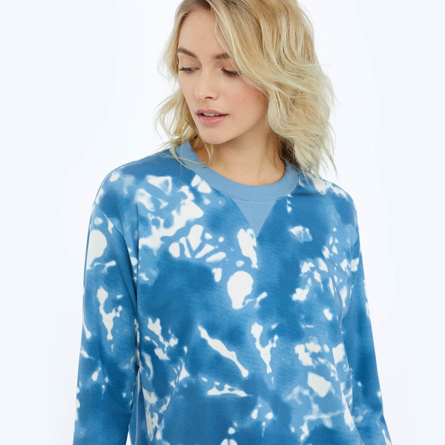 The Softest French Terry Relaxed Crew - Blue Horizon Tie Dye