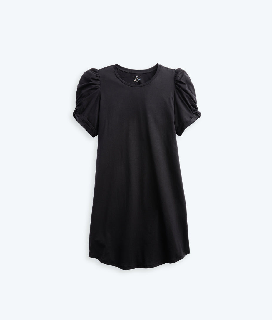 The Luxe Pima Twist-Sleeve T-Shirt Dress - Sea Urchin