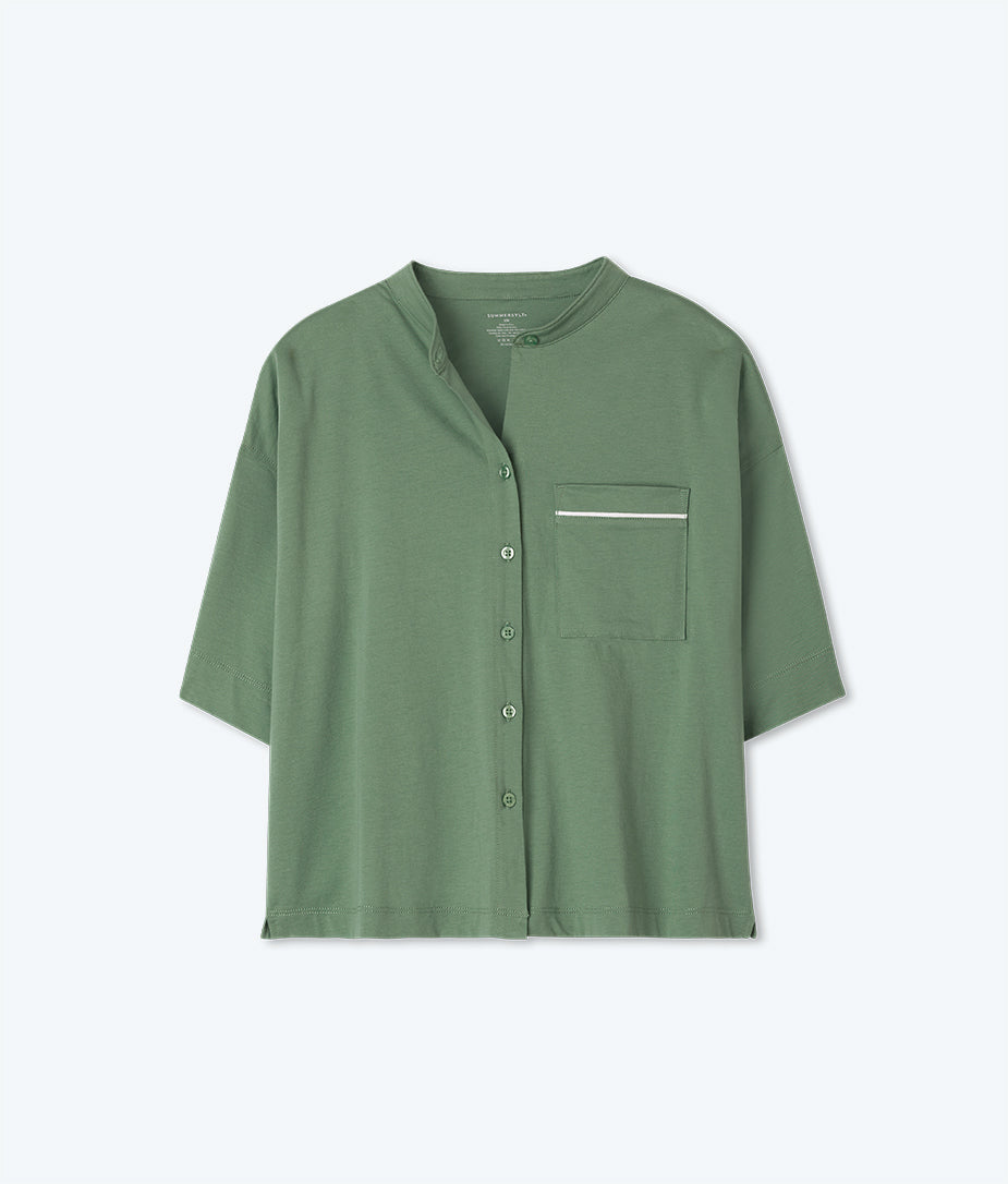 The Luxe Pima Pleated Pajama Pants Set - Seagreen