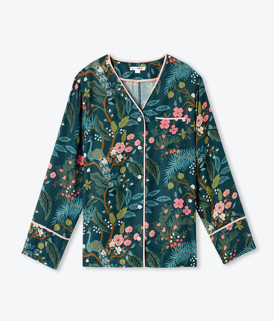 The Cloud 9 Silky Pajama Set - Emerald Peacock