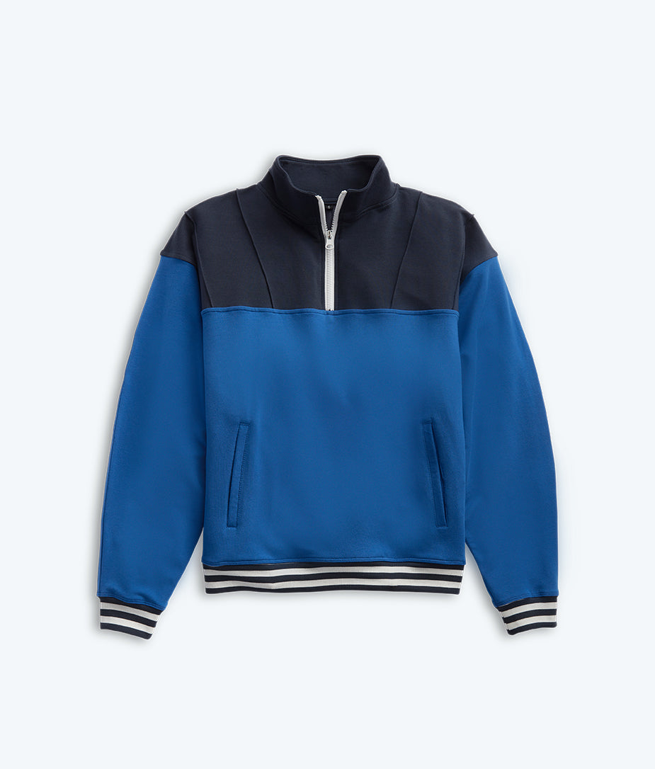 The Softest French Terry Quarter Zip Pullover - Santorini & Midnight