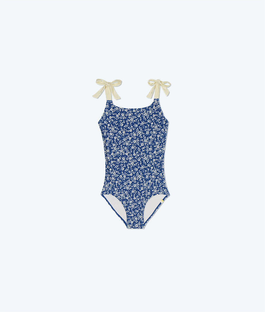 The Girls' Tie Oasis One-Piece - Floral Splash in Lagoon & White Sand