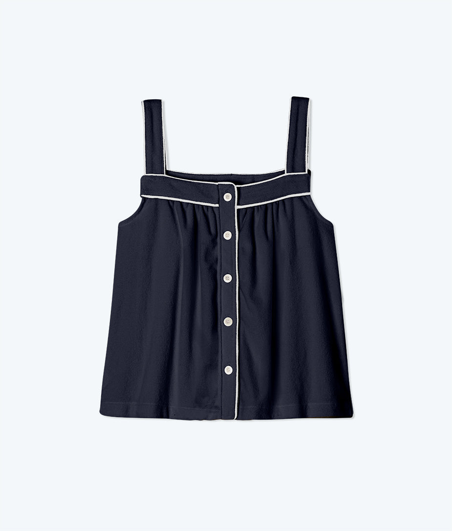 The Towel Terry Button-Front Tank - Midnight
