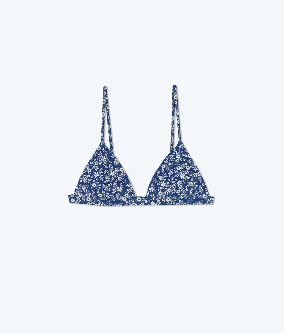 The Triangle Bikini Top - Floral Splash in Lagoon & White Sand