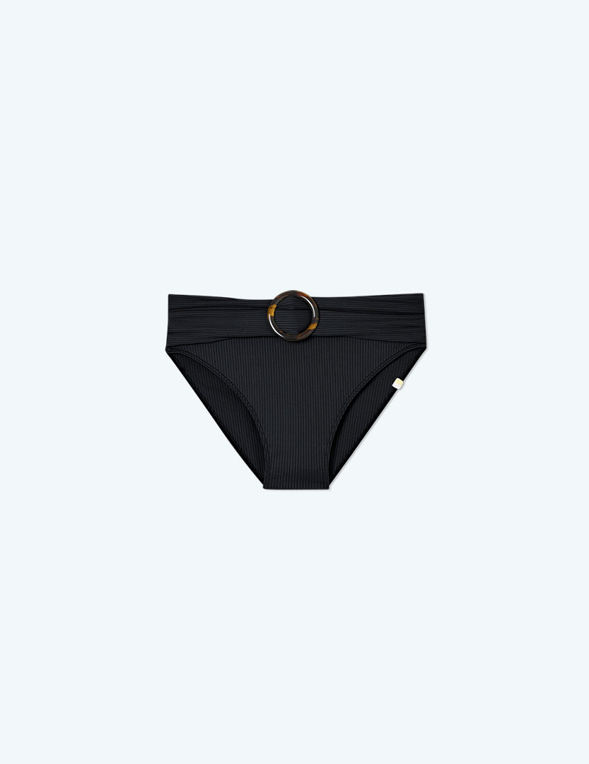 The Ribbed High Leg Mid Rise Bottom - Sea Urchin