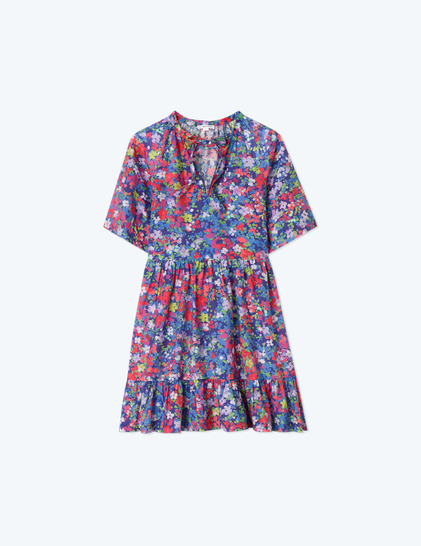 The Tie Neck Tiered Dress - Painted Meadows