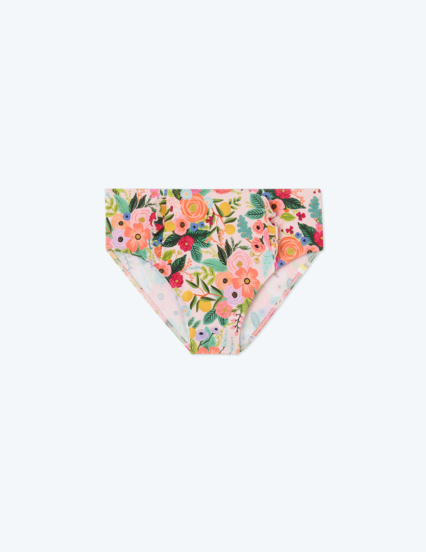 The Ruffle High Leg High Rise Bikini Bottom - Garden Party