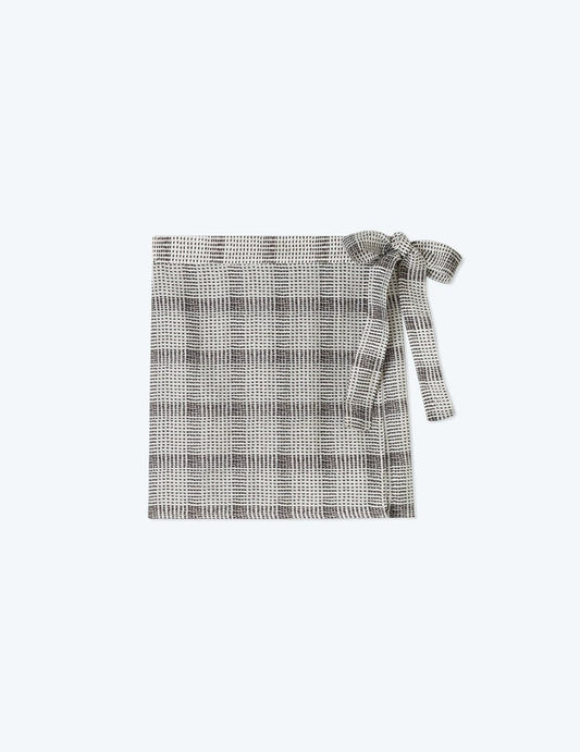 The Wrap Cover-Up Skirt - Modern Plaid in White Sand