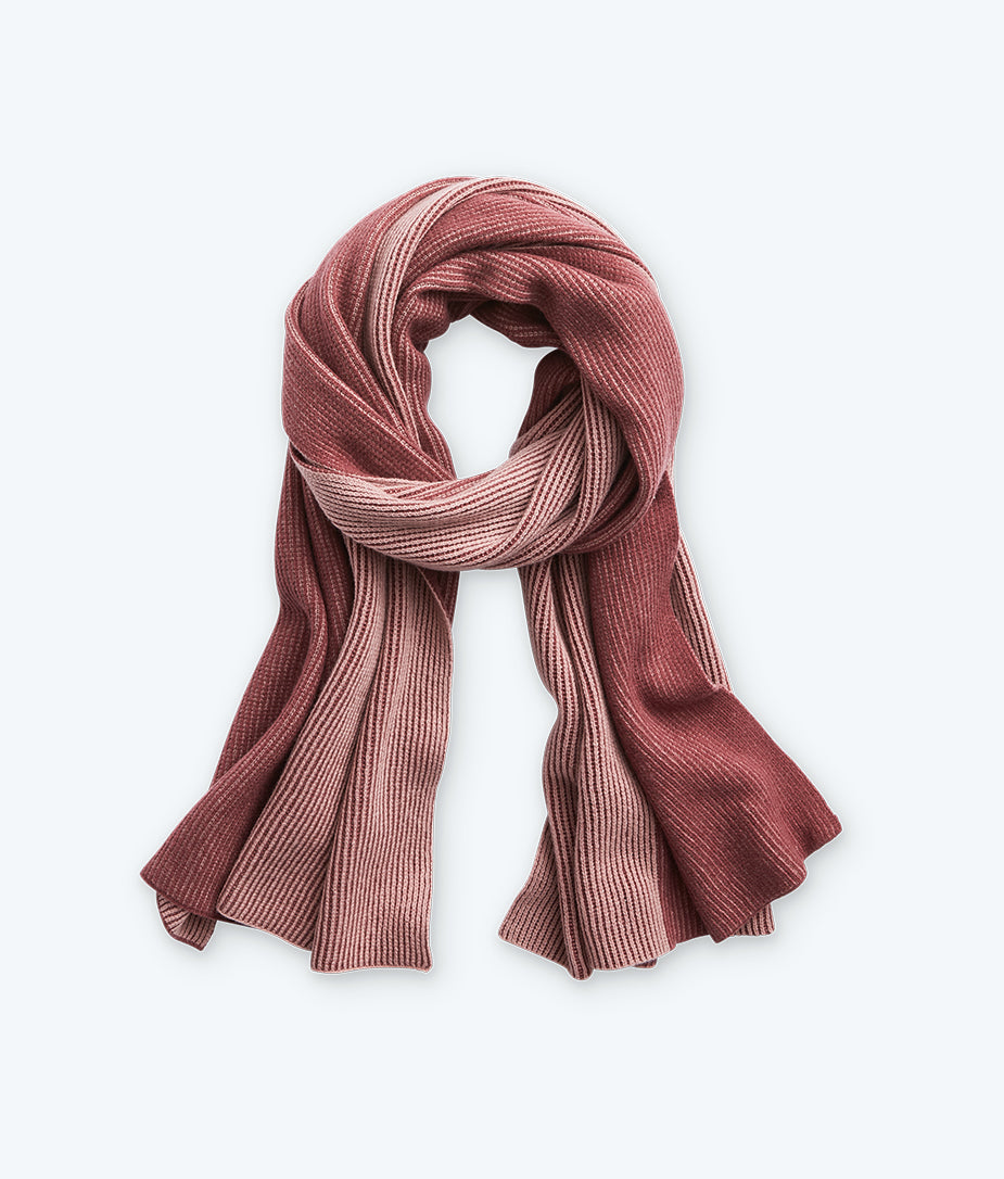 The Coziest Cashmere Blend Ribbed Scarf - Rosewood & Shell