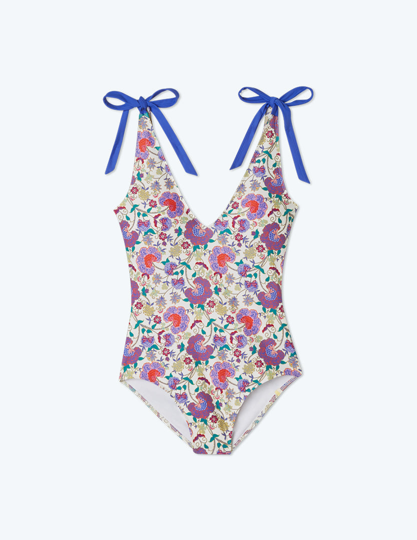 The Tie Backflip - Scroll Block Print in Violet & Lava