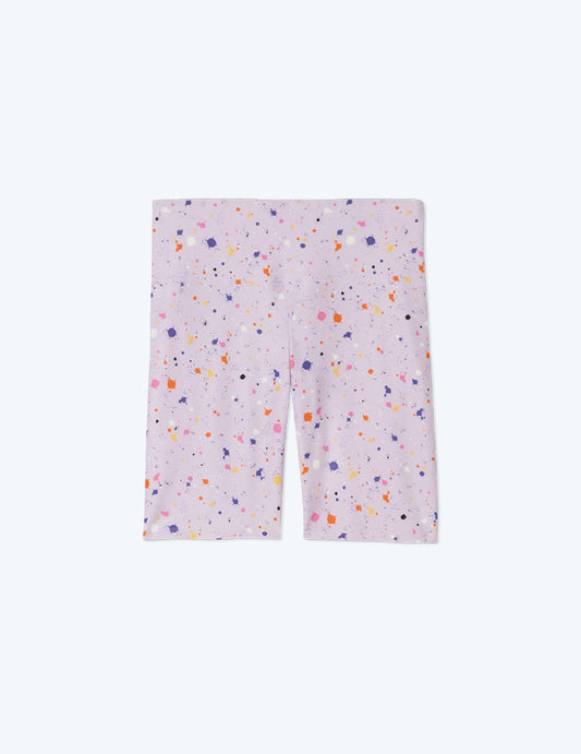 The Do-It-All High Rise Biker Shorts - Paint Splatter in Lilac