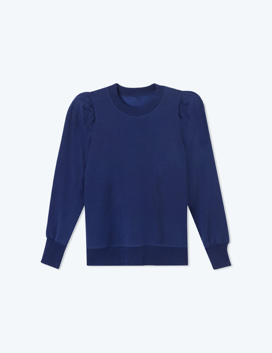 The Softest French Terry Puff Sleeve Pullover - Baltic