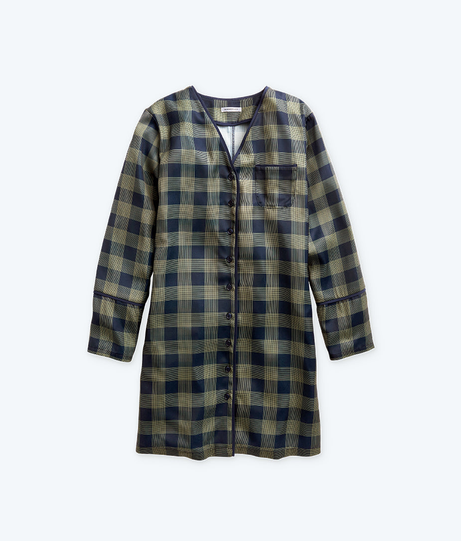 The Cloud 9 Boyfriend Sleep Shirt - Buffalo Check in Deep Sea & Gold