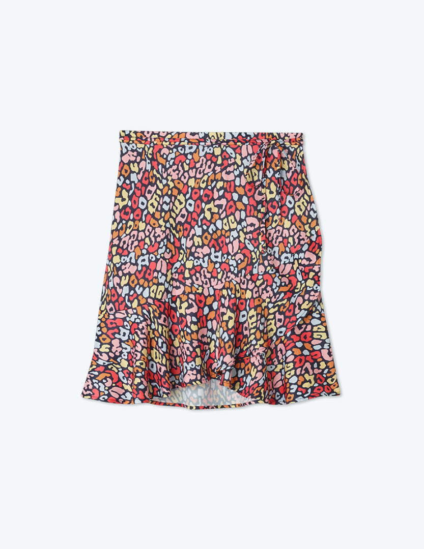 The Short Beach to Brunch Wrap Skirt - Multicolor Leopard