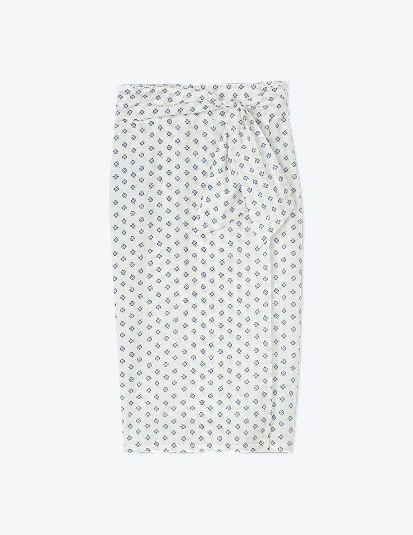 The Easy Breezy Sarong - Block Print in White Sand & Indigo