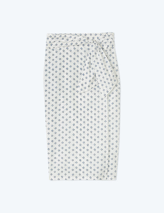 The Easy Breezy Sarong - Block Print in White Sand & Indigo