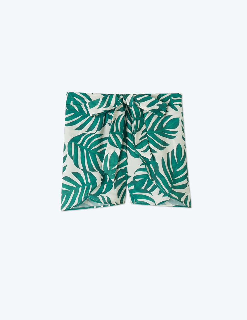 The Silky Wrap Shorts - Paradise Palms