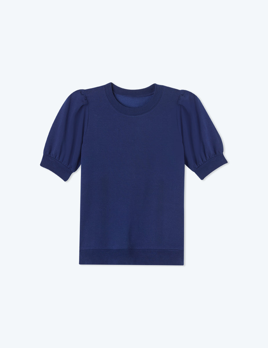 The Softest French Terry Puff Short Sleeve Top - Baltic