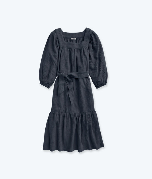 The Going Places Gauze Midi Dress - Midnight