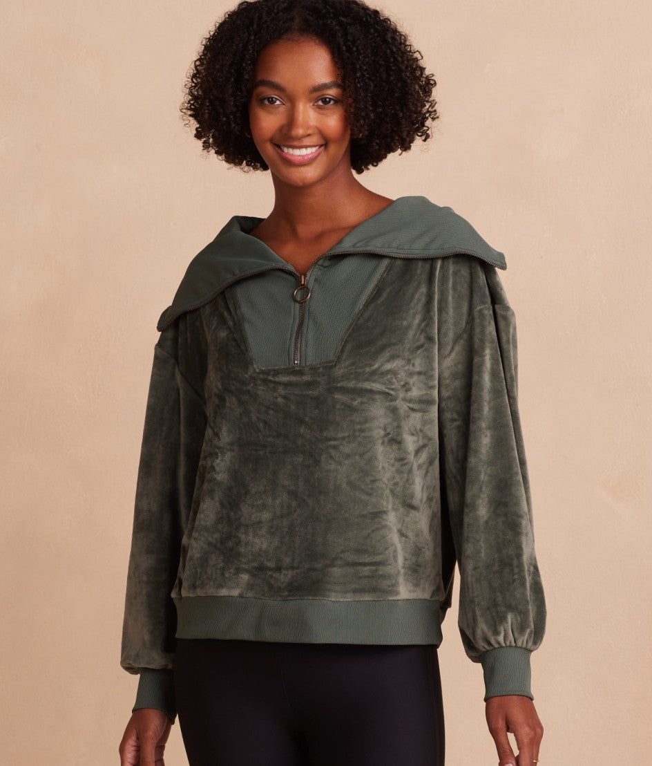 The Plush Velour Half-Zip Pullover - Main