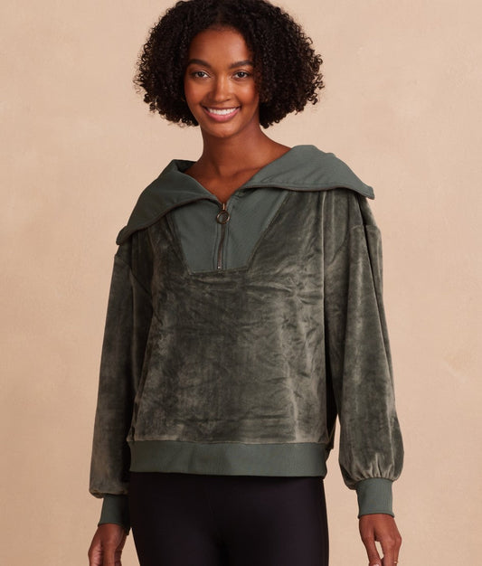 The Plush Velour Half-Zip Pullover - Main