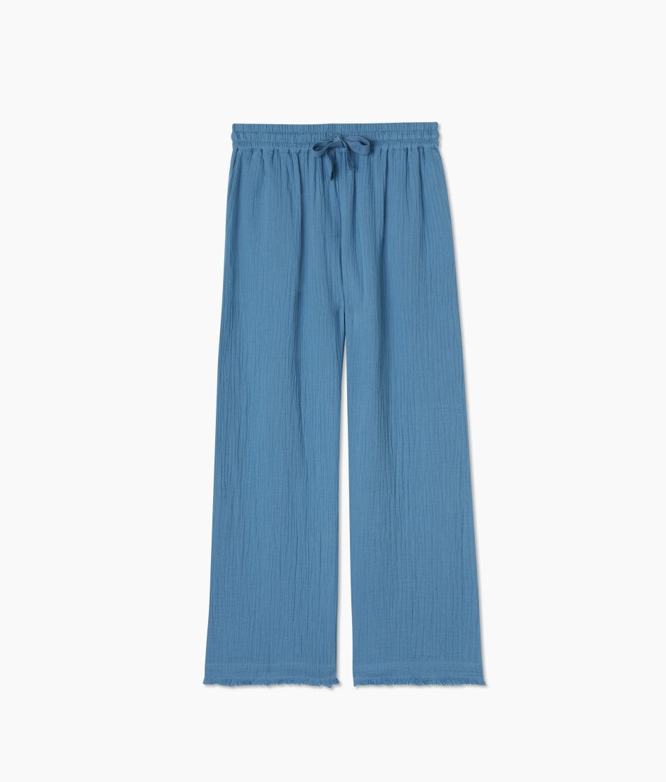 The Going Places Gauze Frayed Hem Pant - Main