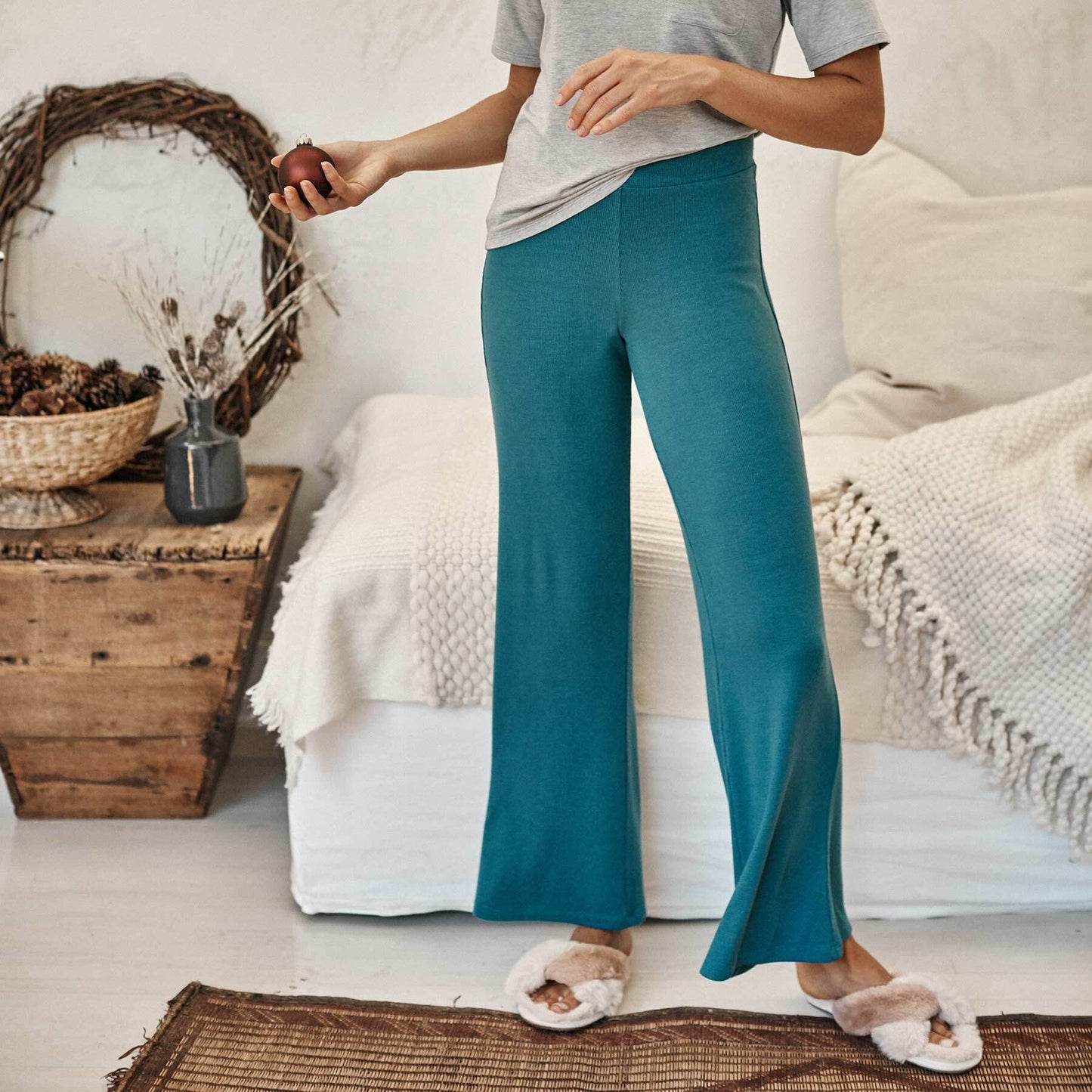 The Softest Ribbed Wide Leg Lounge Pant - Main