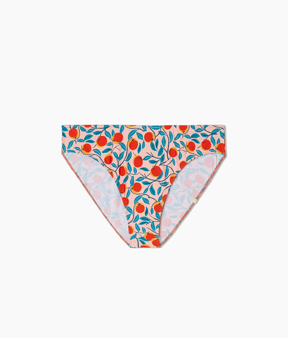 The High Leg Mid Rise Bikini Bottom - Pink Nectarine Orchard