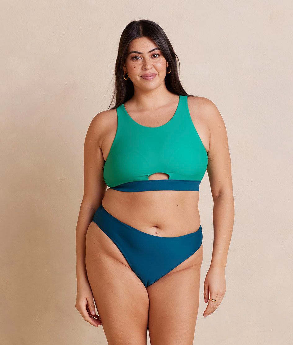 The High Leg Mid Rise Bikini Bottom - Seaweed