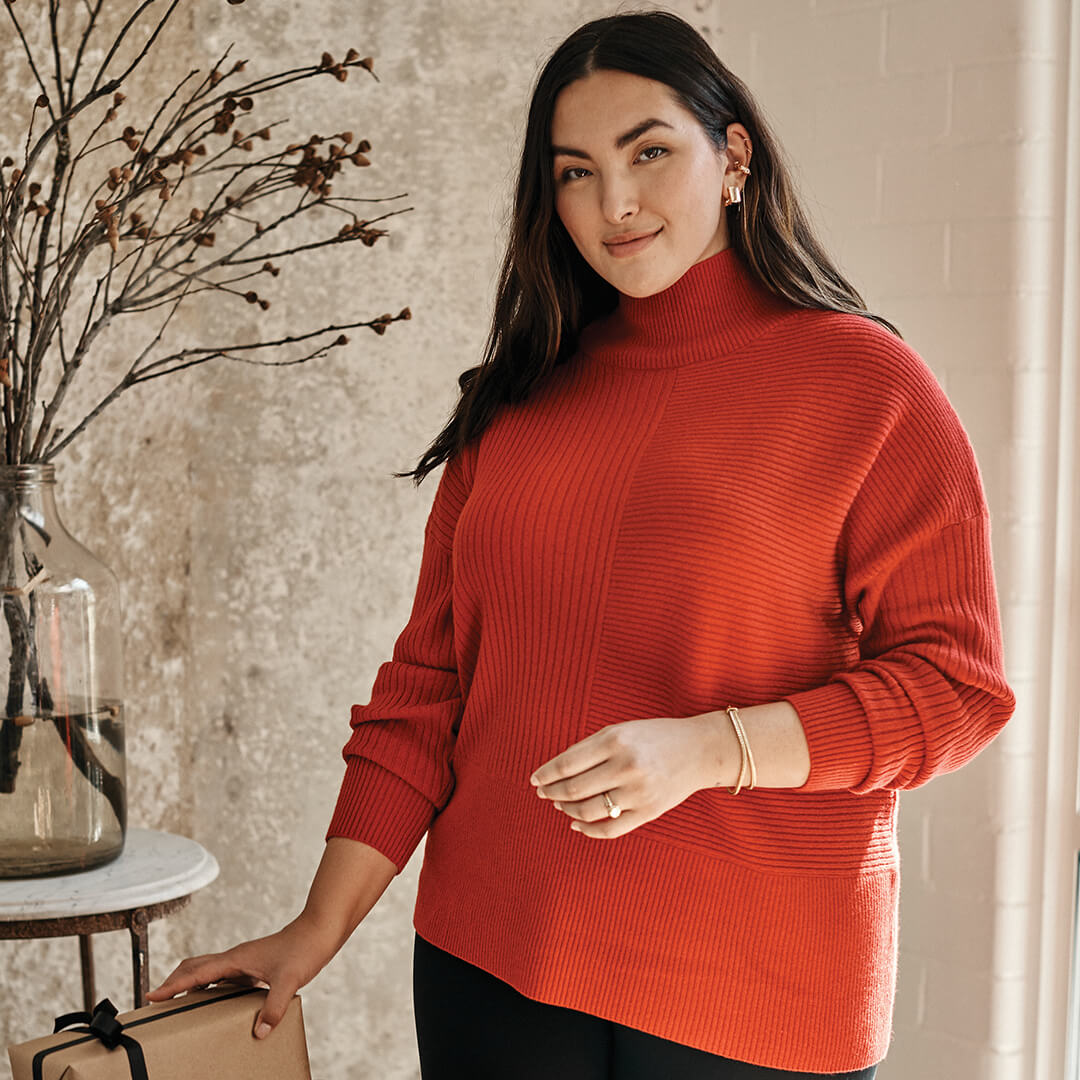 The Luxe Cashmere Blend Funnel Neck Sweater - Main