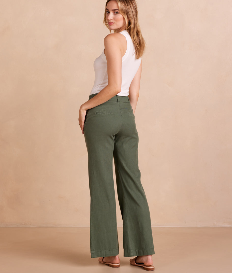 The Easy High-Waisted Flare Pant - Olive