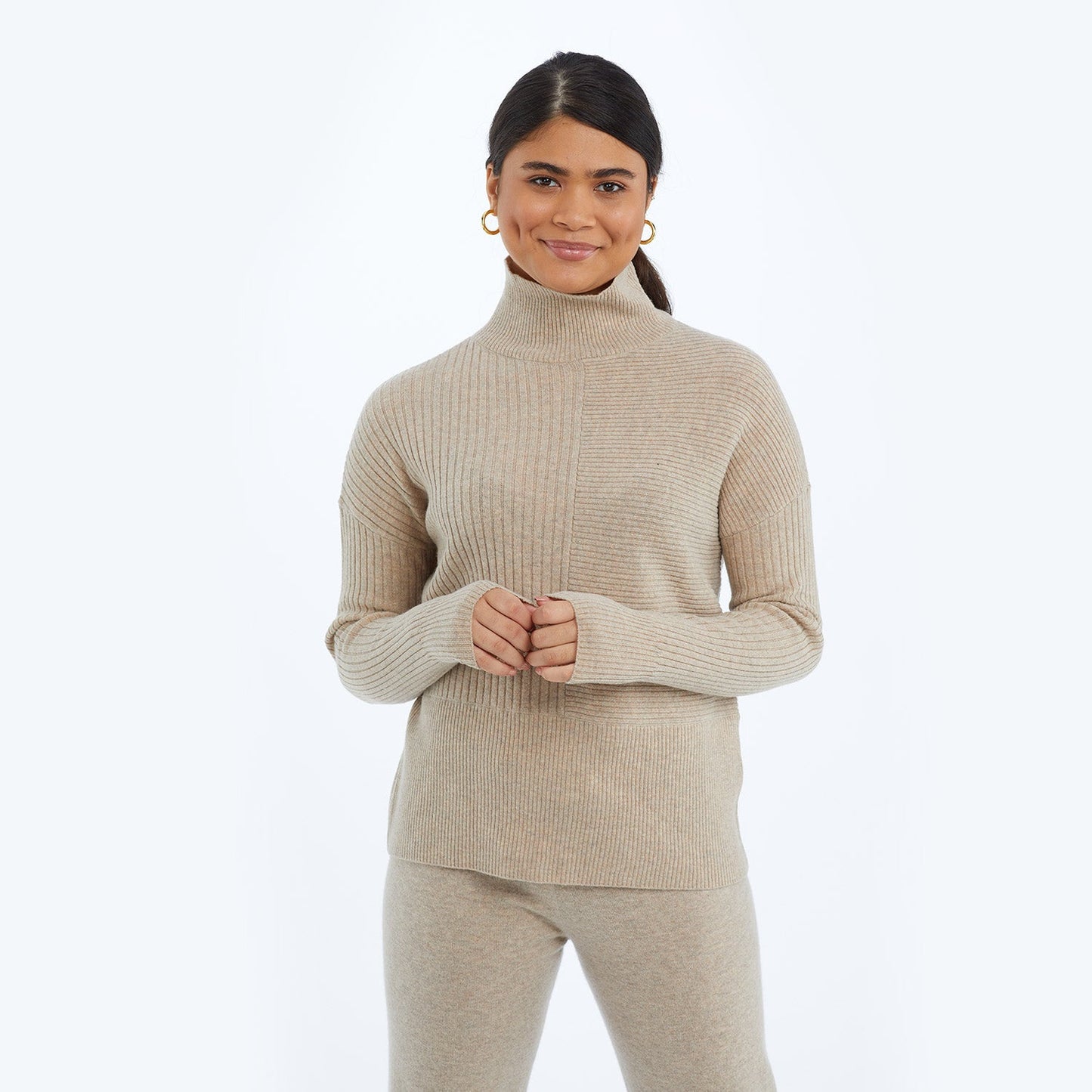 The Luxe Cashmere Blend Funnel Neck Sweater - Main