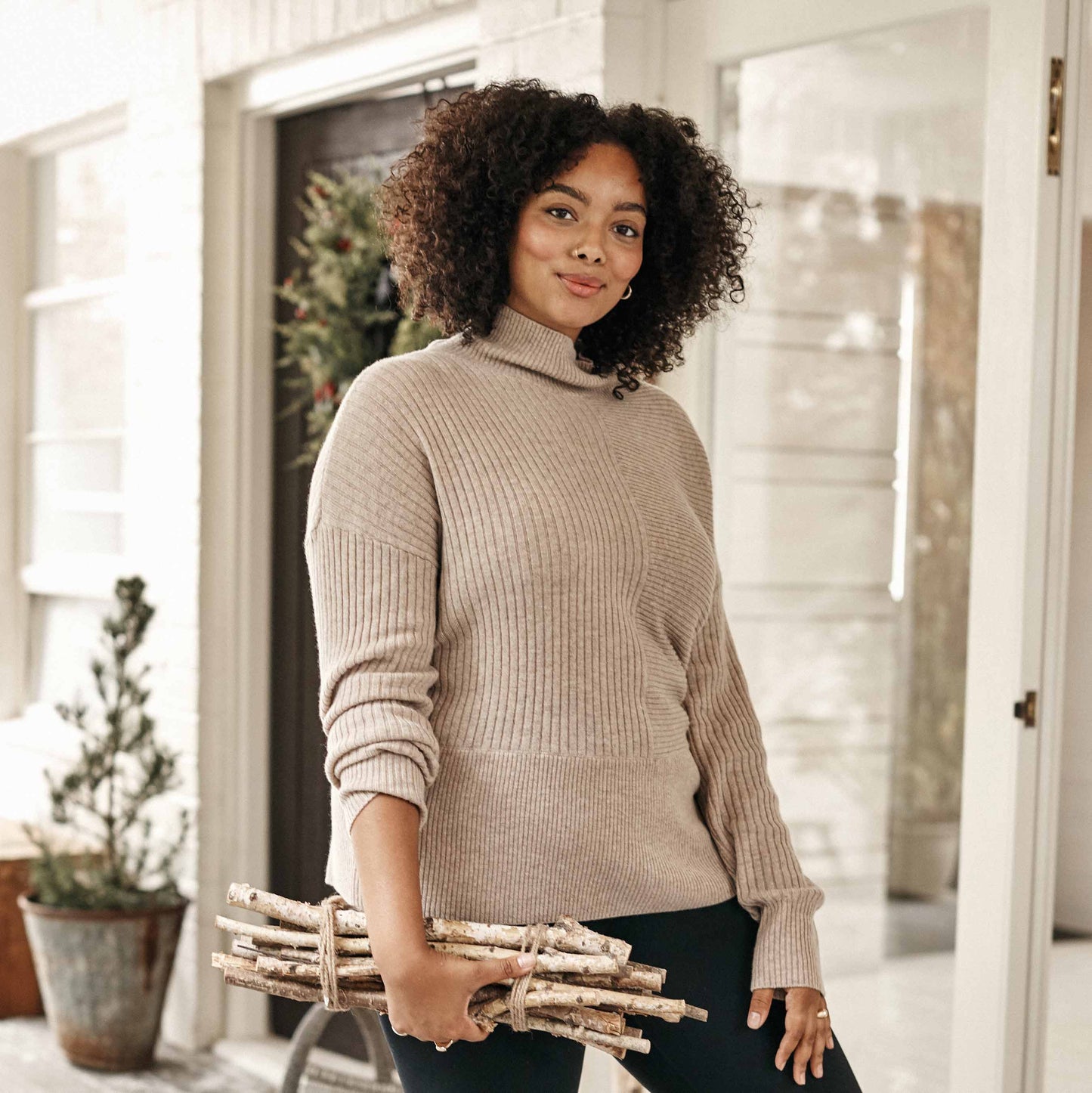The Luxe Cashmere Blend Funnel Neck Sweater - Main