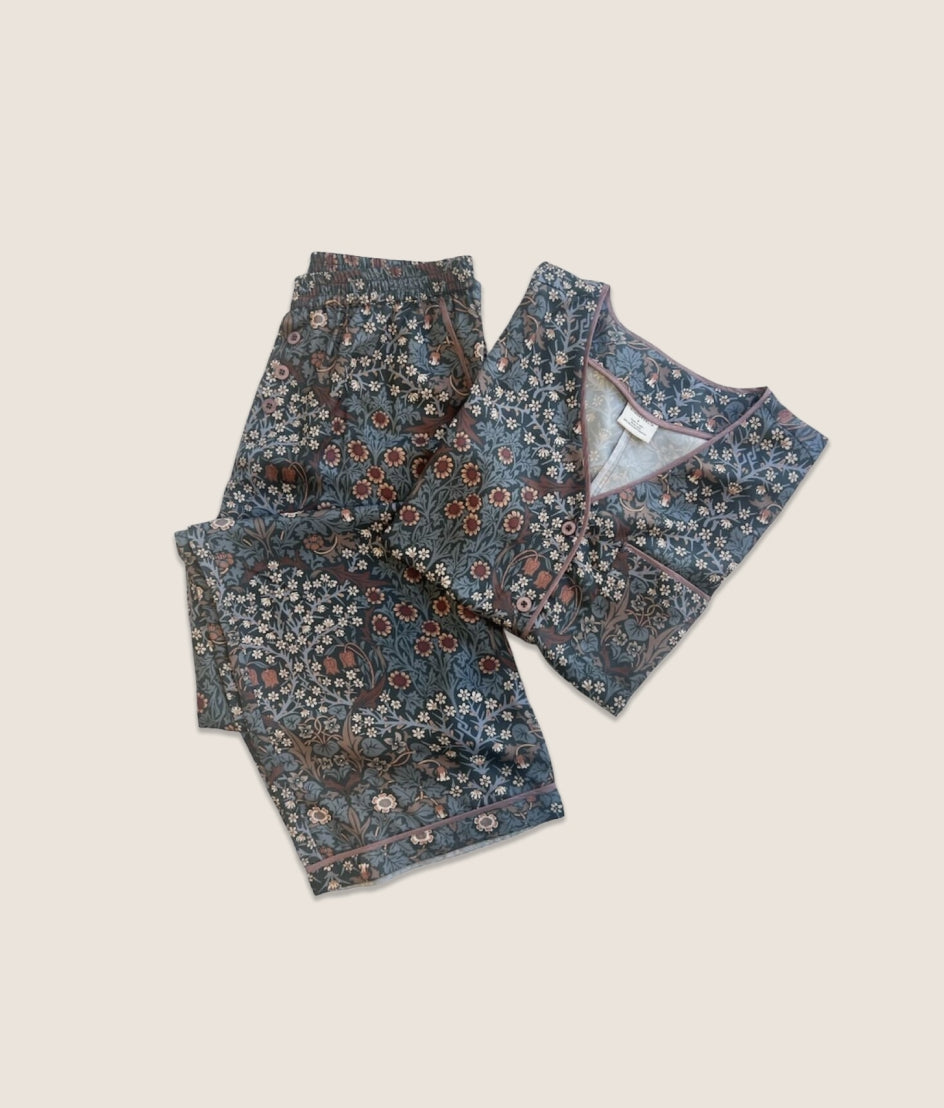 The Silky Luxe Pajama Set - Blackthorn in Dark Indigo