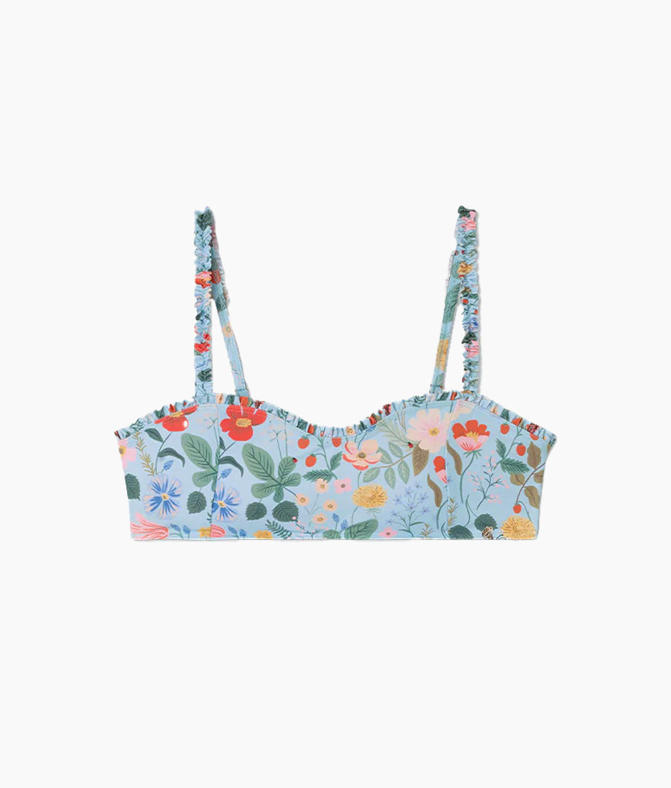 The Mini-Ruffle Sweetheart Coast Bikini Top - Strawberry Fields in Mist