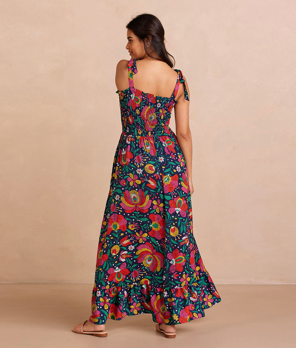 The Silky Luxe Smocked Maxi Dress - Super Bloom